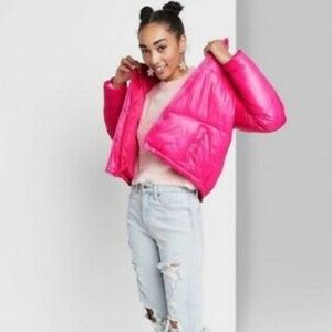 wild fable‎ hot pink puffer jacket